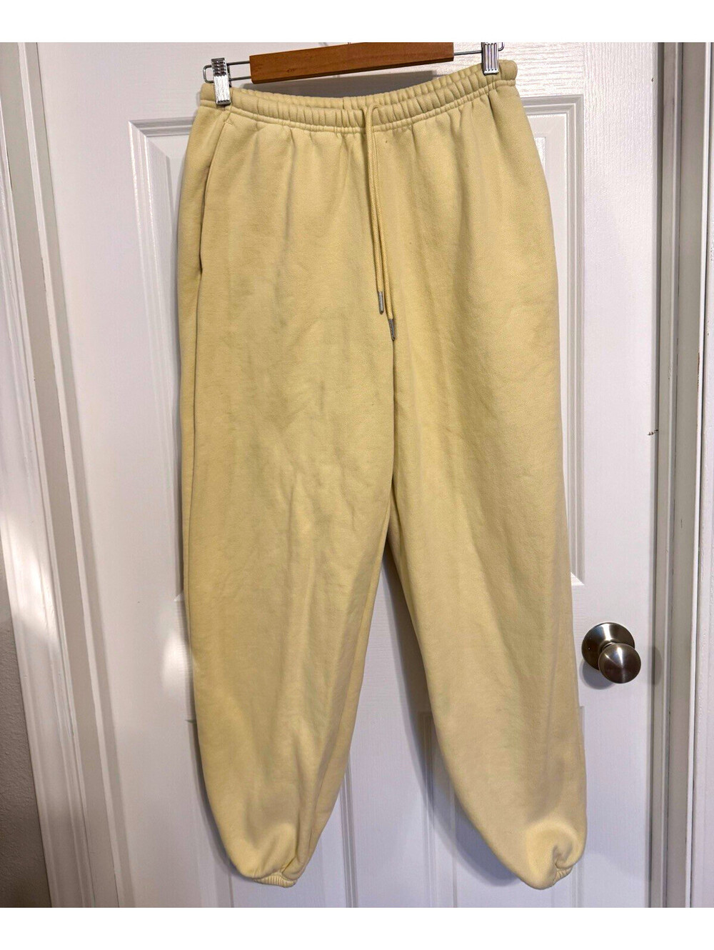 Abercrombie & Fitch UniSex Pale Yellow/Beige Fleece Jogger Pants, Size S